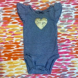 “Love you” glittery gold striped onesie